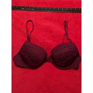 Maidenform Self Expressions Push Up Bra 36B Purple Lace Underwire Padded Demi